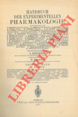 Handbuch der experimentellen Pharmakologie. Dritter Band. 1 Halfte.