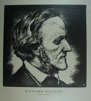 Linolschnitt "Richard Wagner 1813 - 1883". Rechts unten im Stock monogr.; am unteren Blattrand mi...