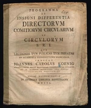 Programma de insigni differentia directorum comitiorum circularium et circulorum, etc.