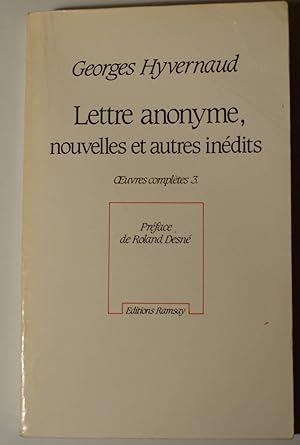 Image du vendeur pour Lettre anonyme, nouvelles et autres indits - Oeuvres compltes 3 mis en vente par Aberbroc