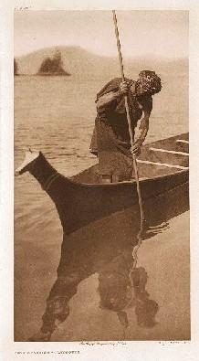 Fish Spearing - Clayoquot [Man in Canoe with Spear]