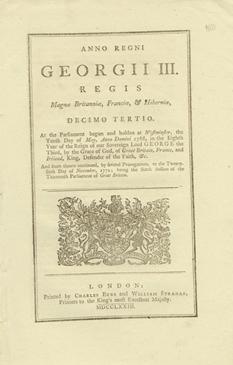 ANNO DECIMO TERTIO Georgii III. Regis. CAP. VII. An Act for allowing the free Importation of Rice...