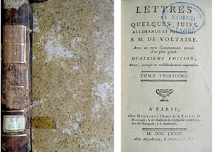 Bild des Verkufers fr Lettres de quelques Juifs Allemands et Polonais  M. de Voltaire. Tome Troisime [de tres]. zum Verkauf von Hesperia Libros