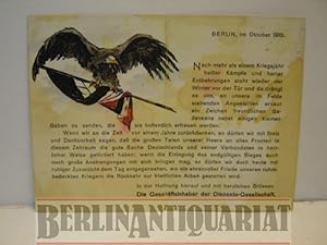 Seller image for Grukarte fr "die im Felde stehenden Angestellten" als "Zeichen freundlichen Gedenkens". Berlin, im Oktober 1915. for sale by BerlinAntiquariat, Karl-Heinz Than