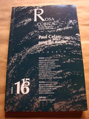 Immagine del venditore per Rosa cbica. Paul Celan: rosa de nadie (Revista de poesa, invierno 1995-1996, n. 15-16) venduto da Llibres Capra