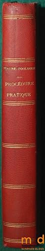 Bild des Verkufers fr MANUEL DE PROCDURE PRATIQUE, Premire partie,: Introduction et march pratique des Instances devant toutes juridiction - Voies et formes de recours - Parquet; Deuxime partie: Procdures spciales: Saisies diverses, ventes judiciaires, purge des hypothques, Ordres et contributions - Frais et dpens avec formulaire d tat de frais; Appendice: Notions d enregistrement et de timbre, 2med., corrige et augmente zum Verkauf von La Memoire du Droit