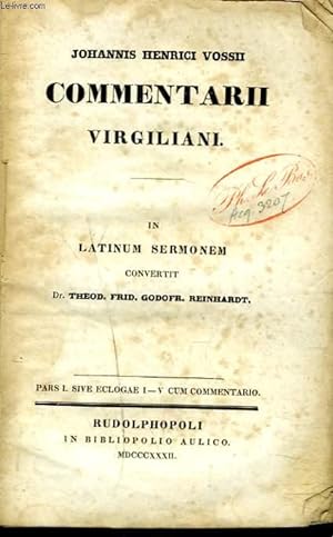 Seller image for COMMENTARII VIRGILIANI. IN LATINUM SERMONEM CONVERTIT Dr THEOD. FRID. GODOFR. REINHARDT for sale by Le-Livre
