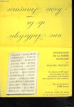 Bild des Verkufers fr ANTHOLOGIE DE LA POESIE FRANCAISE (PRESENTATION DE L'OUVRAGE) zum Verkauf von Le-Livre