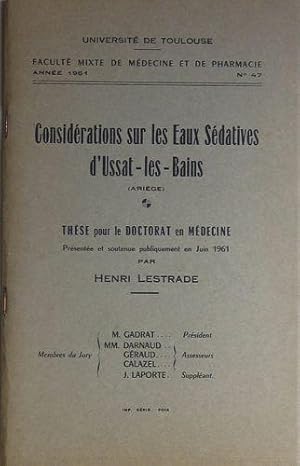 Considérations sur les eaux sédatives d'Ussat-les-Bains