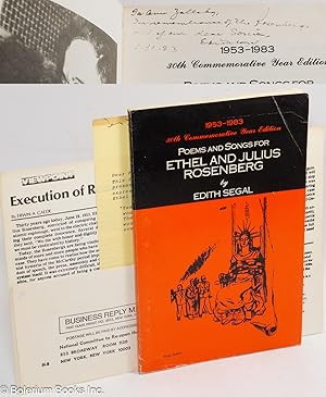 Imagen del vendedor de Poems and songs for Ethel and Julius Rosenberg. 1953-1983, 30th commemorative year edition. Cover drawing by Hugo Gellert, rear cover by Pablo Picasso a la venta por Bolerium Books Inc.