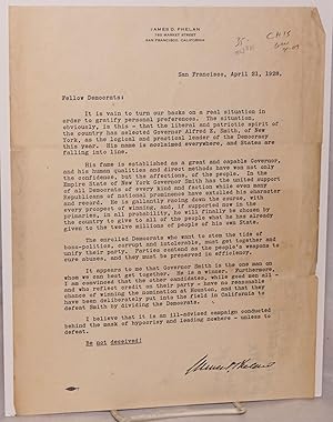 Letter to Fellow Democrats; San Francisco, April 21, 1928