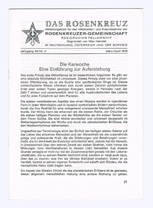 Das Rosenkreuz. 39. Jhg. 1975, Nr. 2. Mitteilungsblatt für den Mitarbeiter- und Freundeskreis der...