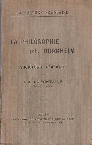 Immagine del venditore per La Philosophie d'E. Durkheim. 1. - Sociologie Gnrale venduto da PRISCA