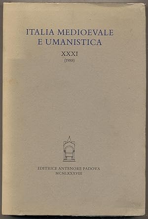 Bild des Verkufers fr Italia MedioevalE E UMANISTICA XXXI (1988) zum Verkauf von Between the Covers-Rare Books, Inc. ABAA