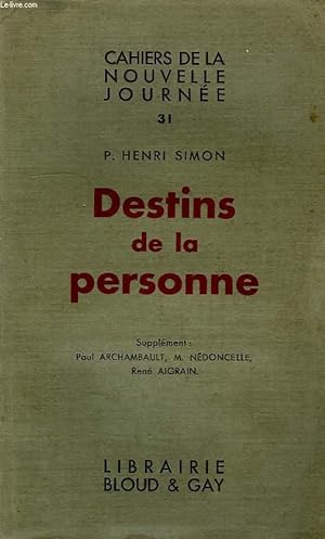Bild des Verkufers fr DESTINS DE LA PERSONNE zum Verkauf von Le-Livre