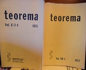 TEOREMA Volumen V/3-4 1975 + Volumen VII/1 1977 ( 2 libros)