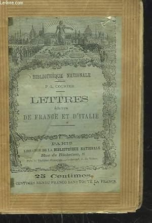 Bild des Verkufers fr LETTRES ECRITES DE FRANCE ET D'ITALIE. zum Verkauf von Le-Livre