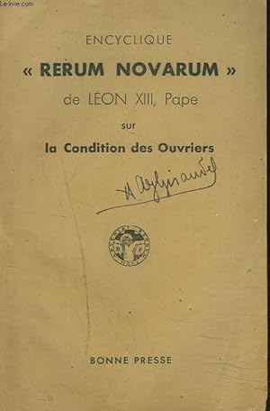 Image du vendeur pour ENCYCLIQUE RERUM NOVARUM SUR LA CONDITION DES OUVRIERS. mis en vente par Le-Livre