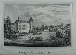 Bild des Verkufers fr Schloss des Frsten Pckler zu Muskau. Lithographie aus "Borussia. Museum fr Preusische Vaterlandskunde". Dresden 1839, 13 x 20 cm zum Verkauf von Antiquariat Johannes Mller