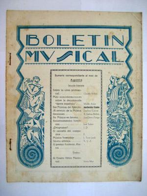 BOLETÍN MUSICAL. Nº 29 Agosto 1930