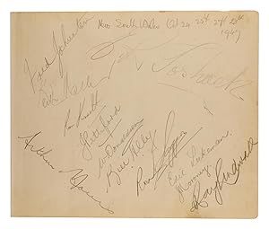 A detached autograph album leaf (165 × 200 mm) signed in pencil by the NSW team for the match aga...