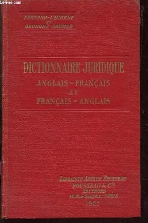 Bild des Verkufers fr DICTIONNAIRE JURIDIQUE ANGLAIS-FRANCAIS ET FRANCAIS-ANGLAIS. zum Verkauf von Le-Livre