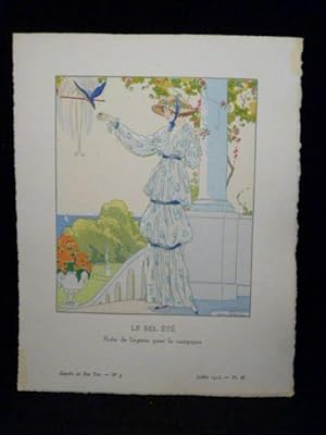 Le Bel été. Robe de lingerie pour la campagne. (La Gazette du Bon ton, n°9. Année 1913 - Planche ...