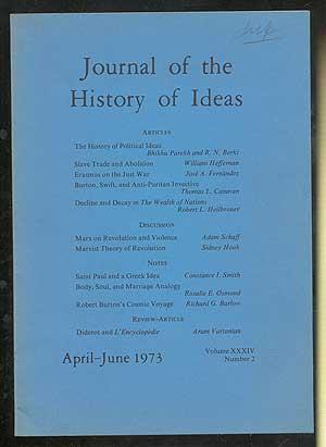 Bild des Verkufers fr Journal of the History of Ideas, Volume XXXIV, April-June 1973 zum Verkauf von Between the Covers-Rare Books, Inc. ABAA