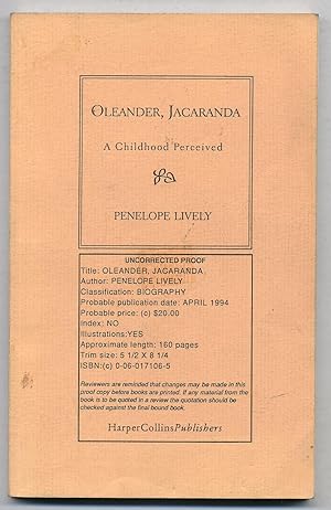 Bild des Verkufers fr Oleander, Jacaranda: A Childhood Perceived zum Verkauf von Between the Covers-Rare Books, Inc. ABAA