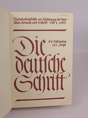 Bild des Verkufers fr Die deutsche Schrift. Vierteljahreshefte zur Frderung der deutschen Sprachen und Schrift. 64. + 65. Jahrgang,1997bis 1998. Jeweils Heft 1-4 zu einem Band gebunden. zum Verkauf von ANTIQUARIAT Franke BRUDDENBOOKS