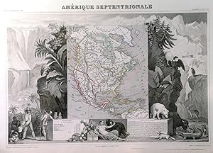 AMERIQUE SEPTENTRIONALE. Map of North America, showing Texas as a Republic. Very decorative pic...