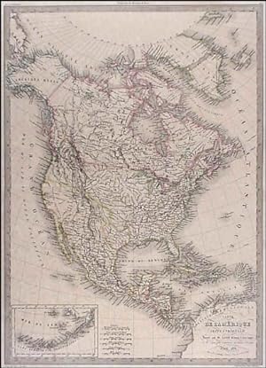 CARTE DE LAMÉRIQUE SEPTENTRIONALE. North and Central America with a small inset map of the Ale...