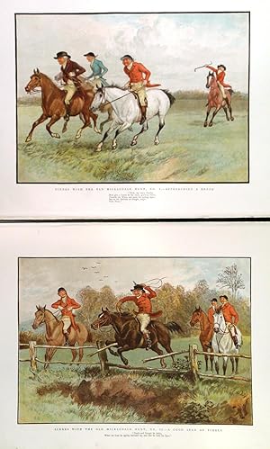 Scenes with the Mickledale Hunt. A set of four humorous hunting scenes. Original colour printed w...