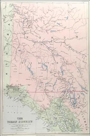 THE YUKON DISTRICT. Detailed map showing the Yukon River, the Klondike River and other Gold Rus...