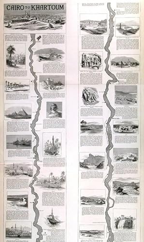 CAIRO TO KHARTOUM. Long detailed panorama of the River Nile from Cairo to Khartoum. Two views a...