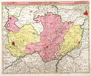 FLANDRIAE COMITATUS PARS MEDIA. . Map of central Flanders, the Belgian region between Gent, Ouden...