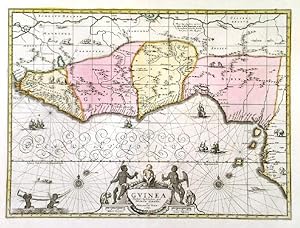 GUINEA. Decorative map of the western coast of Africa from Guinea to Nigeria. Published by Piet...