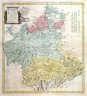 Image du vendeur pour CASTILIAE NOVAE PARS OCCIDENTALIS PROVINCIAS MADRIT, TOLEDO ET MANCHA . Map of the central Spanish povinces of Madrid, Toledo and La Mancha with pictorial cartouche and scale of miles. Toledo is the capital of Castilla-La Mancha and it is also the imperial city. La Mancha is one of the emerging wine regions in Spain starting to produce high quality wines. White grape Airn is the most commonly grown white grape in the world, and Castile-La Mancha can be considered as its homeland. Other white grapes grown in Castile-La Mancha are Torronts, Merseguera, Malvar, Viognier and Macabeo, among others. Regarding red grapes, red wines from this Spanish region are made with Cencbel (Tempranillo), Cabernet Sauvignon, Merlot, Garnacha, Monastrell, P mis en vente par Garwood & Voigt