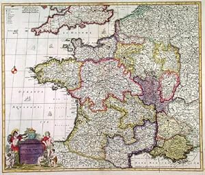 ACCURATISSIMA GALLIAE TABULA. Map of France with figurative cartouche.