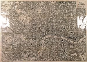 BACONS CENTRAL LONDON DIVIDED INTO HALF MILE SQUARES & CIRCLES. Highly detailed map of London,...
