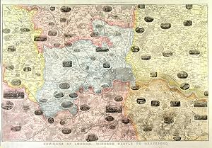 ENVIRONS OF LONDON - WINDSOR CASTLE TO GRAVESEND. Plan of the environs of London with small vi...