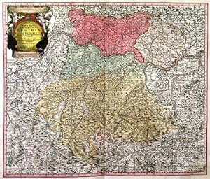 Image du vendeur pour NOVA MAPPA ARCHIDUCATUS AUSTRIAE SUPERIORIS. . Map of Upper Austria, the area mostly south of the Danube between Ybbs and Passau, reaching to the River Enns in the south. Wels in the centre. Decorative cartouche. mis en vente par Garwood & Voigt