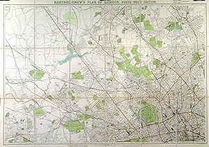 BARTHOLOMEWS PLAN OF LONDON. North-West London, centred on Hampstead and Golders Green. Extent...