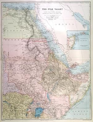 THE NILE VALLEY. Large map of Egypt and the Nile, Nubia, Uganda, Abyssinia, Congo Free State, D...