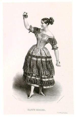FANNY ESSLER (sic!). Full length image of the ballet dancer Fanny Elssler in costume, dancing t...