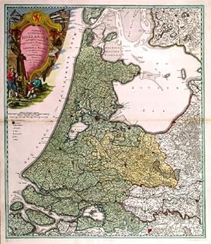 TABULA COMITATUS HOLLANDIAE.. Map of Holland, the northwest province of The Netherlands between...