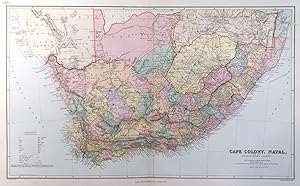 CAPE COLONY, NATAL, AND THE ORANGE RIVER COLONY. A superb detailed map of the Cape Colony at th...