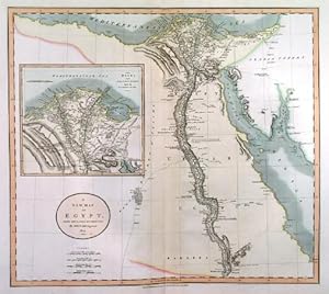 A NEW MAP OF EGYPT.. Map of Egypt, reaching south to Assuan, with large inset map of the Nile d...