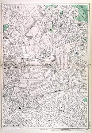[HAMPSTEAD, FINCHLEY, WEST END, KILBURN, ST. JOHNS WOOD]. Detailed map from Bacons New Large-sc...