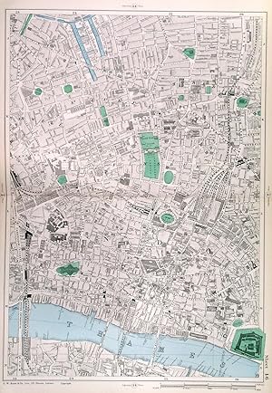 [SHOREDITCH, FINSBURY, THE CITY] . Detailed map from Bacons New Large-scale Atlas of London and...